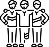 A linear style icon of helping friend vector