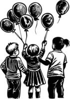 A drawing style icon showing kids balloon vector