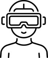 A line style icon of vr person figure vector