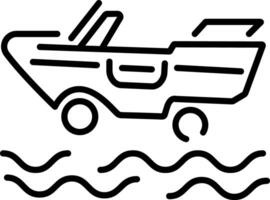 A linear icon showing boat car hybrid vehicle vector