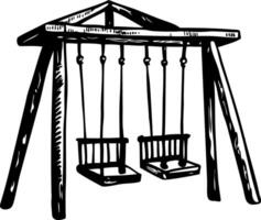 A sketchy style icon of a park swing vector