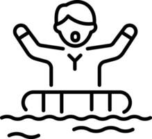 A linear style icon of drowning vector