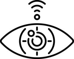 A linear icon showing futuristic eye design vector