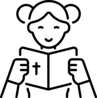 A linear style icon of reading bible vector
