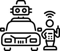 A line style icon showing a smart taxi car vector