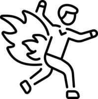 An outline style icon of man burning vector