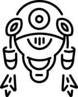 A line style icon showing a flying robot assistant vector