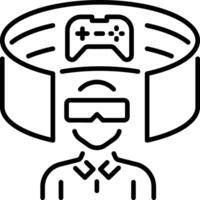 A linear icon showing vr gaming console vector