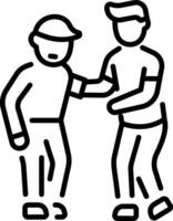 A linear style icon of elderly help vector