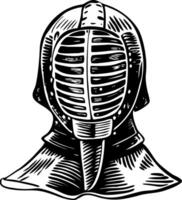 A vintage style illustration of kendo helmet vector