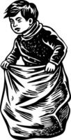 A sketchy style icon showing kids sack race game vector
