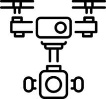 A linear style icon of drone camera vector