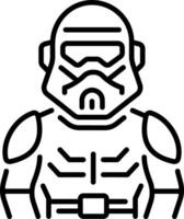 A linear style icon showing a futuristic soldier vector