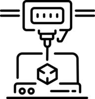 A linear icon depicting additive manufacturing vector