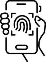A linear style icon of mobile fingerprint vector