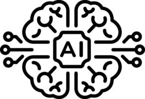 A line style icon showing an ai brain concept vector