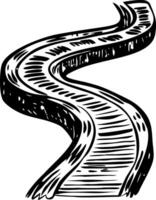A drawing style icon of narrow winding path vector