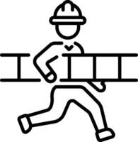A linear style icon of firefighter ladder vector