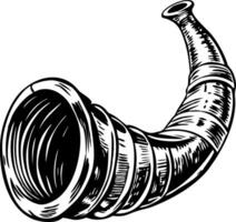 A vintage style illustration showing cornucopia horn vector