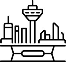 An outline style icon of futuristic skyline vector