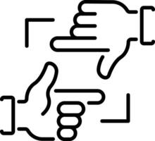 A linear style icon of framing hands vector