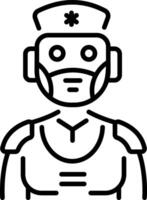 A linear style icon of futuristic robot nurse vector
