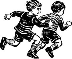 A vintage style icon showing kids playing in park vector