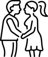 An outline style icon of couple kissing vector