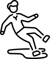 An outline style icon of slippery vector