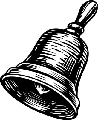 A vintage illustration depicting festive handbell