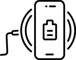A linear style icon of wireless charging pad device vector