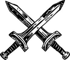A sketchy style illustration of cross swords vector