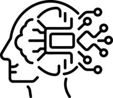 A linear style icon showing ai thinking vector