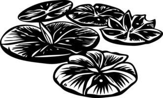 A sketchy style icon of floating lily pads vector