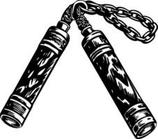 A sketchy style illustration of nunchaku vector
