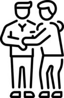 An outline style icon of hug vector