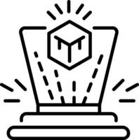 A linear icon showing holographic display form vector