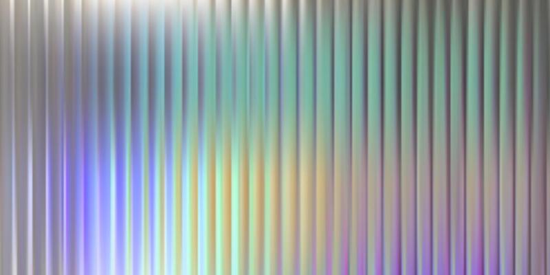 Holograph ice glass, texture background. Reed flute pattern effect. Laser ripple abstract line ribbed 3d gradient. Silver frosty reflect striations. Light corrugated transparent window iridescent wall