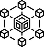 An icon of data cube in line style vector