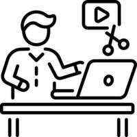 A linear style icon of post production vector