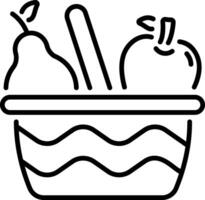 A linear style icon of fruit basket vector