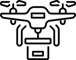 A linear icon showing drone delivery concept vector