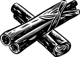 A vintage illustration showing cinnamon sticks bundle vector