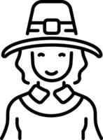 A line style icon of pilgrim girl vector
