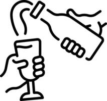 A linear style icon of pouring wine vector