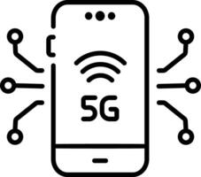 A line style icon showing 5g technology vector