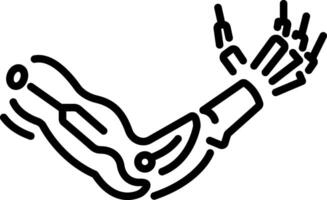 An outline style icon of artificial prosthetic arm vector