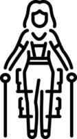 A linear icon depicting wearable robotic exoskeleton suit vector