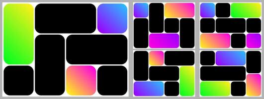 Grid template layout. Geometric shapes, photo collage design. 4x3 bento moodboard background. Abstract poster montage board, Square circle box image gallery album. Rectangle banner slide page vector