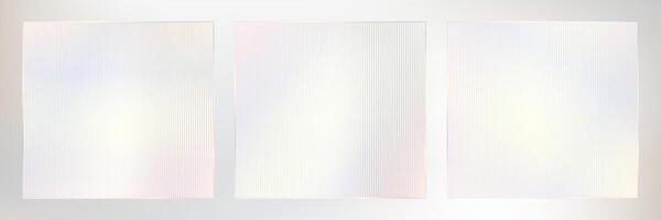Ribbed glass glossy frame. Overlay effect for wavy clear plastic texture. Square frames of abstract corrugated striped frosted plexiglass. Acrylic reeded fluted panel close-up vector